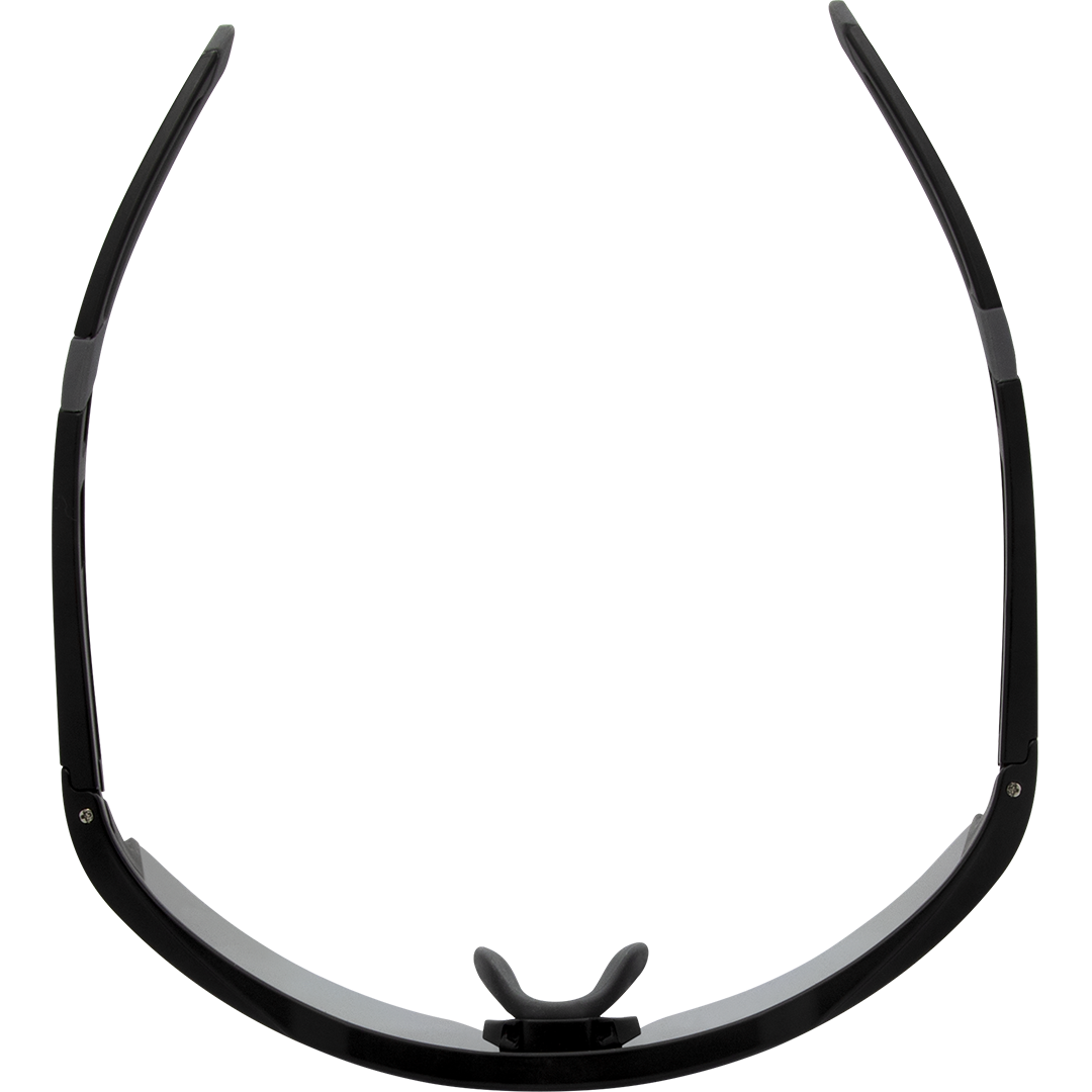 Apex Polarised Shield Sports Sunglasses with Black Frame and Smoke Lens top view