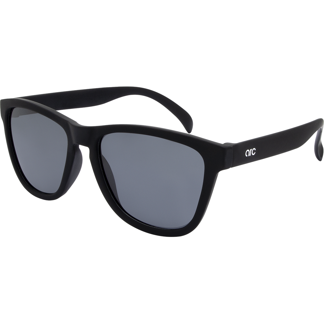 Gritty Polarised Wayfarer Mirrored Sunglasses with Black Frame and Smoke Lens front left view