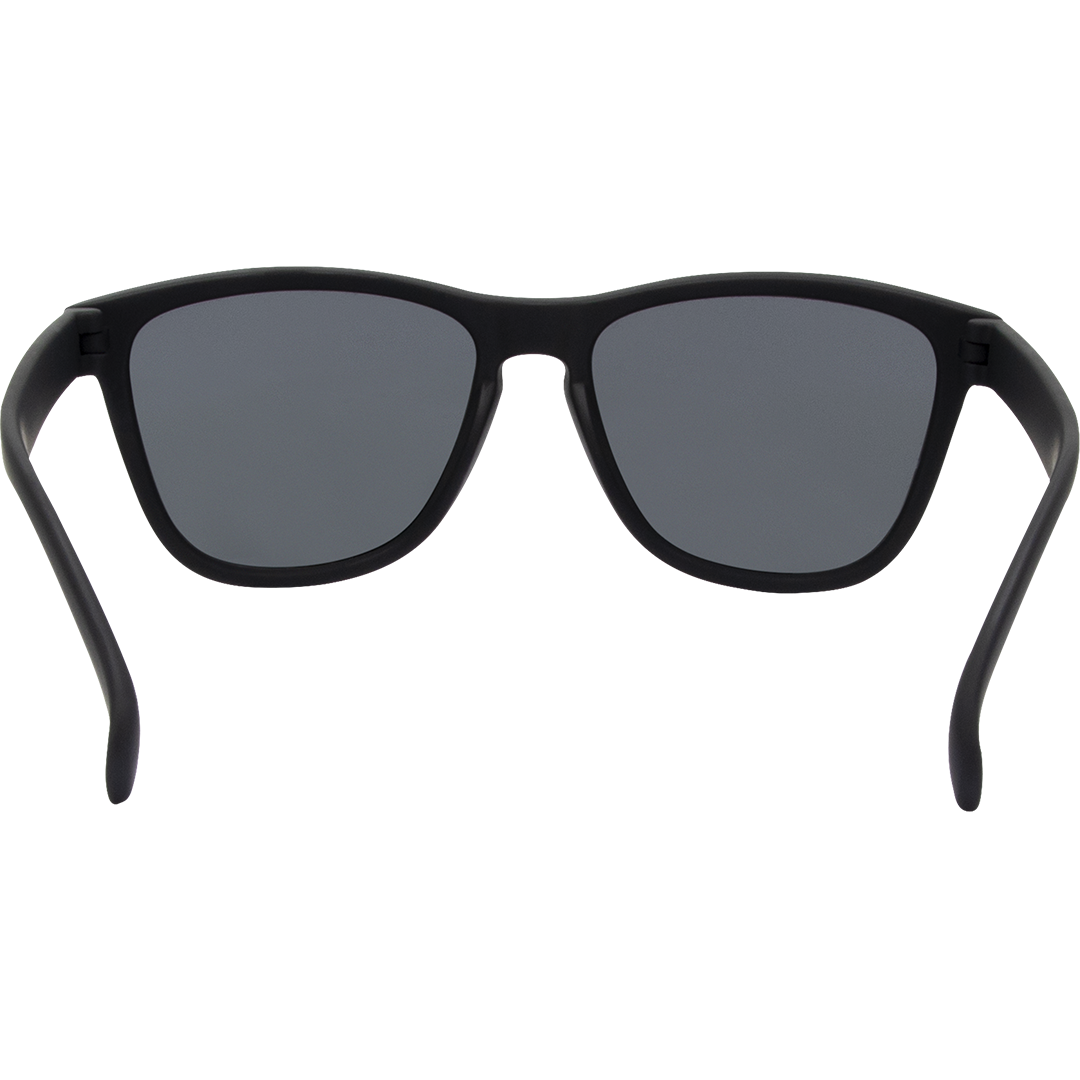 Gritty Polarised Wayfarer Mirrored Sunglasses with Black Frame and Smoke Lens inside view