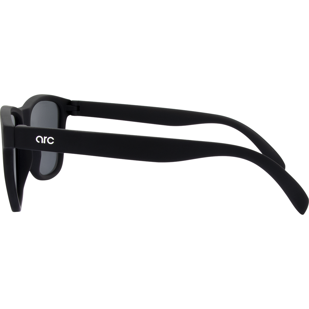 Gritty Polarised Wayfarer Mirrored Sunglasses with Black Frame and Smoke Lens left view
