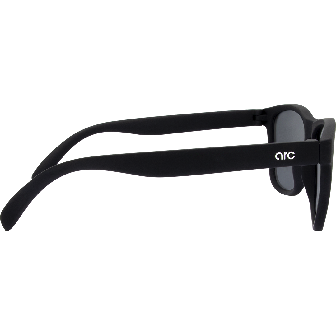Gritty Polarised Wayfarer Mirrored Sunglasses with Black Frame and Smoke Lens right view