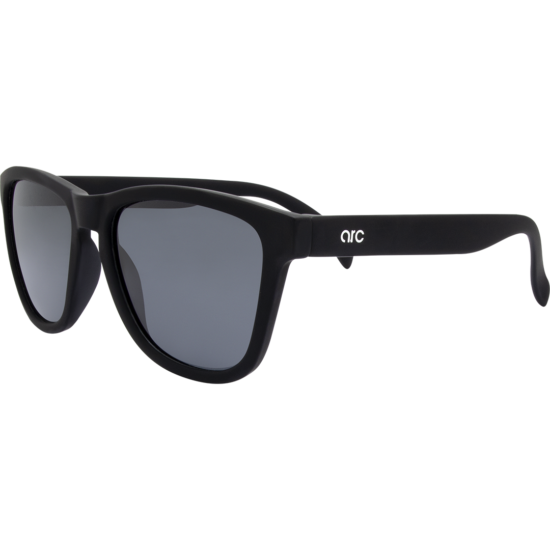Gritty Polarised Wayfarer Mirrored Sunglasses with Black Frame and Smoke Lens side profile