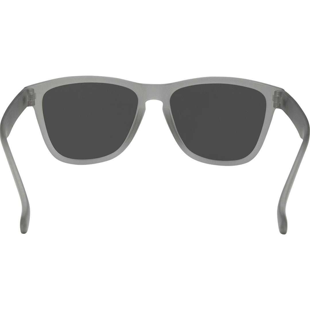 Gritty Polarised Wayfarer Mirrored Sunglasses with Grey Frame and Silver Lens inside view