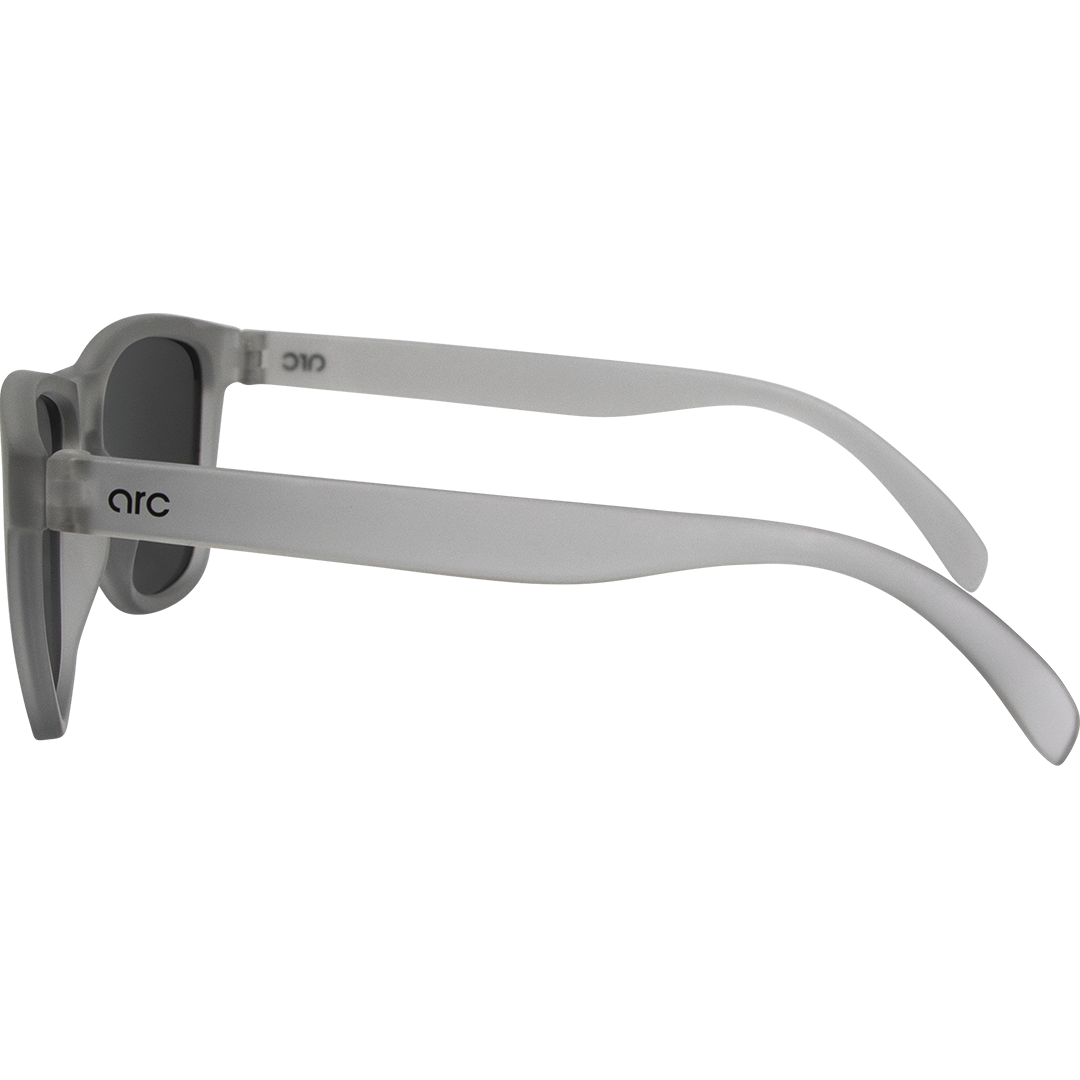 Gritty Polarised Wayfarer Mirrored Sunglasses with Grey Frame and Silver Lens left view