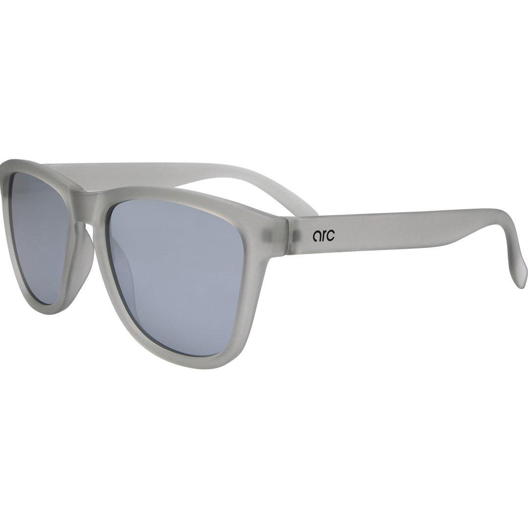 Gritty Polarised Wayfarer Mirrored Sunglasses with Grey Frame and Silver Lens side profile