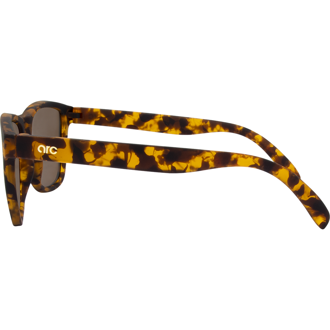 Gritty Polarised Wayfarer Mirrored Sunglasses with Tort Frame and Brown Lens left view