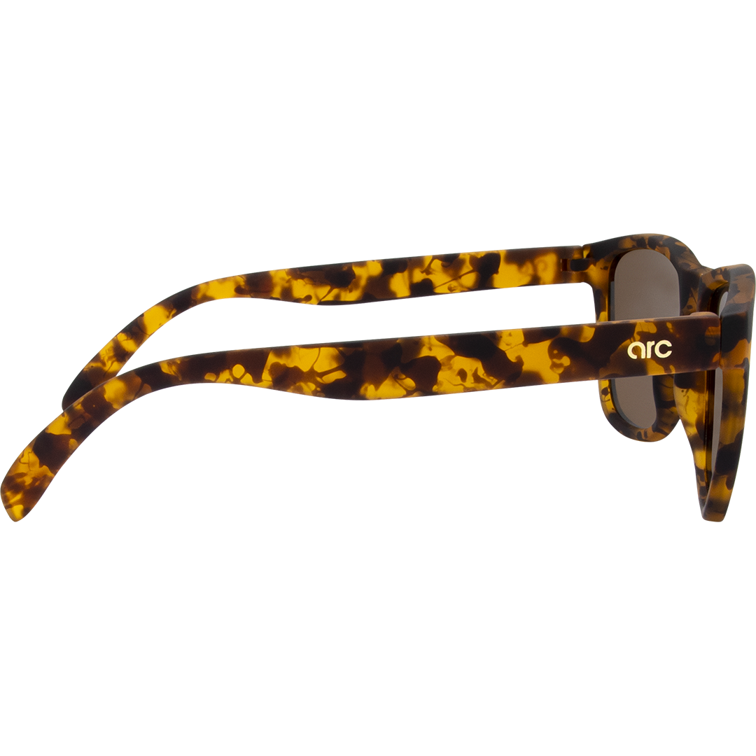 Gritty Polarised Wayfarer Mirrored Sunglasses with Tort Frame and Brown Lens right view