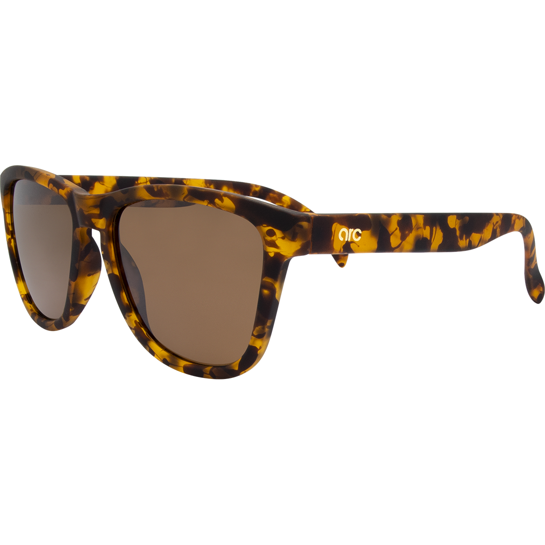 Gritty Polarised Wayfarer Mirrored Sunglasses with Tort Frame and Brown Lens side profile
