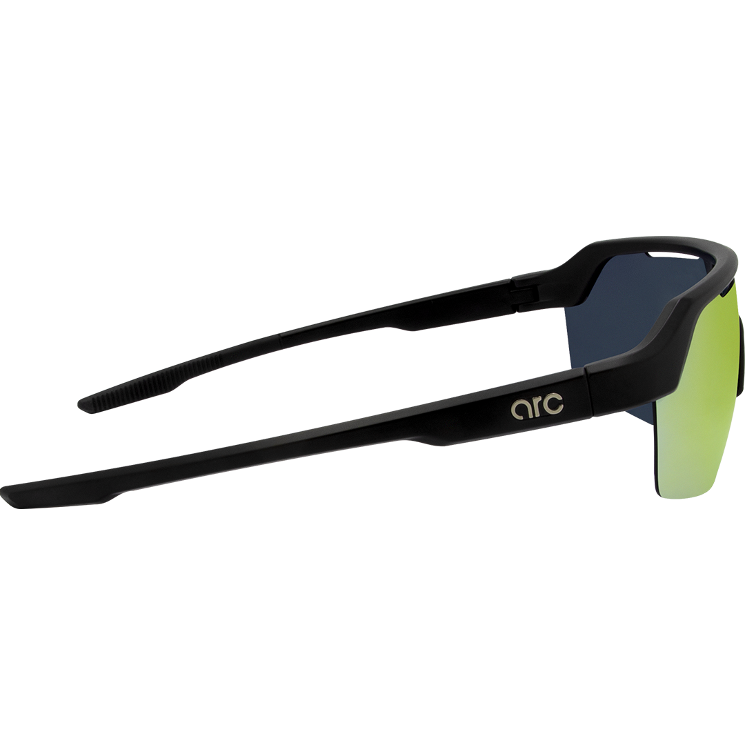 Horizon Polarised Shield Sports Sunglasses with Black Frame and Red Mirrored Lens right view