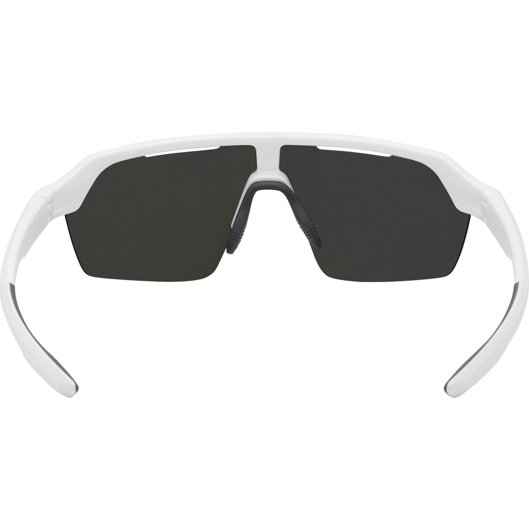 Horizon Polarised Shield Sports Sunglasses with White Frame and Blue Mirrored Lens inside view