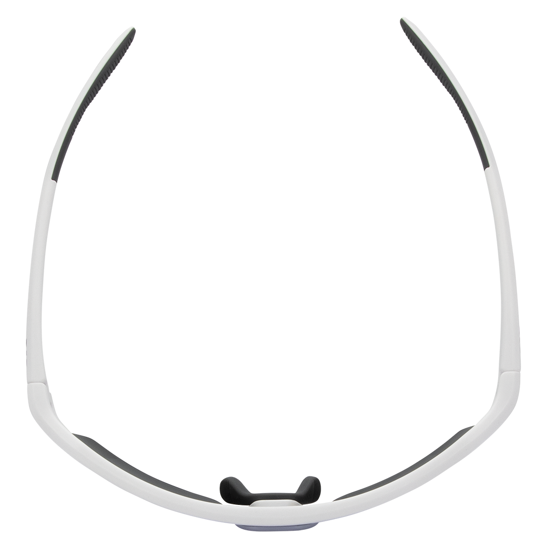 Horizon Polarised Shield Sports Sunglasses with White Frame and Blue Mirrored Lens top view
