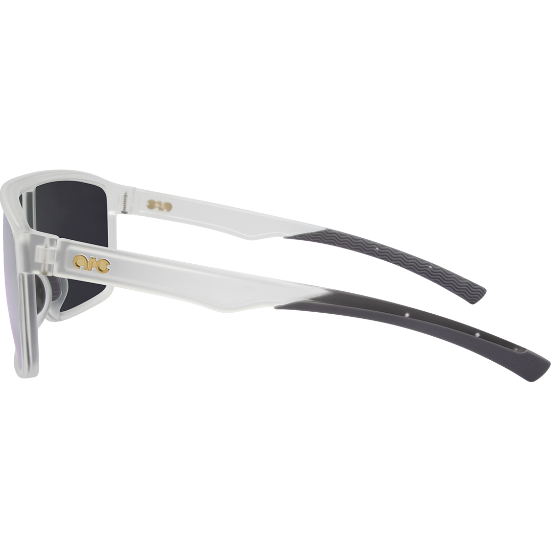 Vortex Polarised Shield Sports Sunglasses with Clear Frame and Pink Mirrored Lens left view
