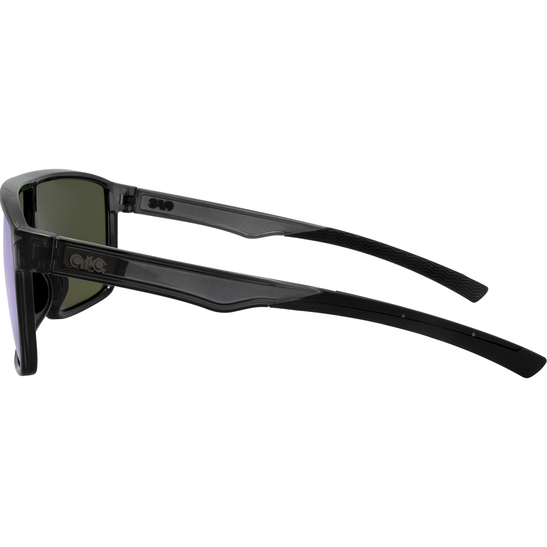 Vortex Polarised Shield Sports Sunglasses with Grey Frame and Green Mirrored Lens left view