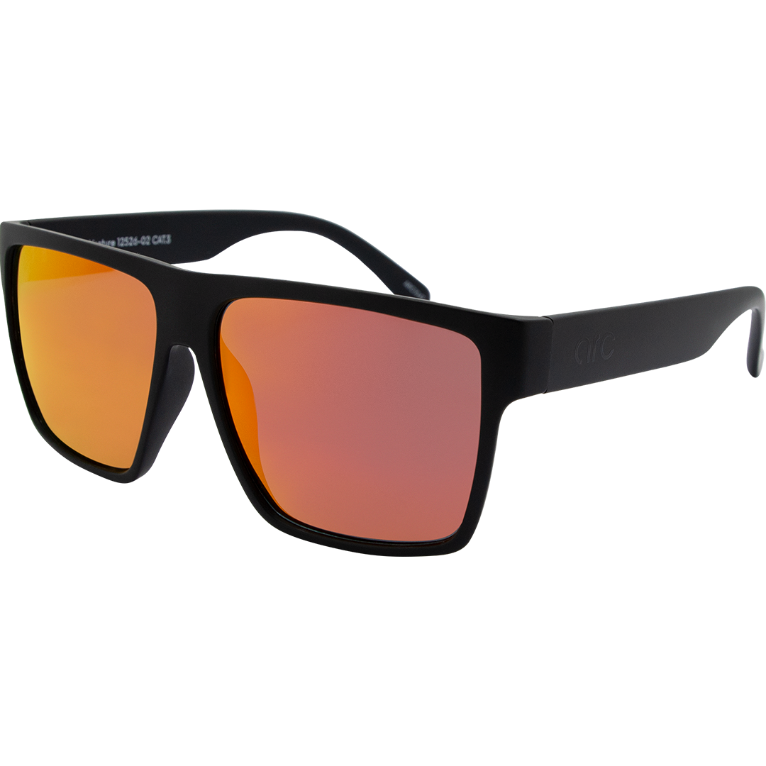 Hero angle of ARC Venture sports sunglasses with polarised red lenses, lightweight square frame and anti-slip grip for running and outdoor adventures