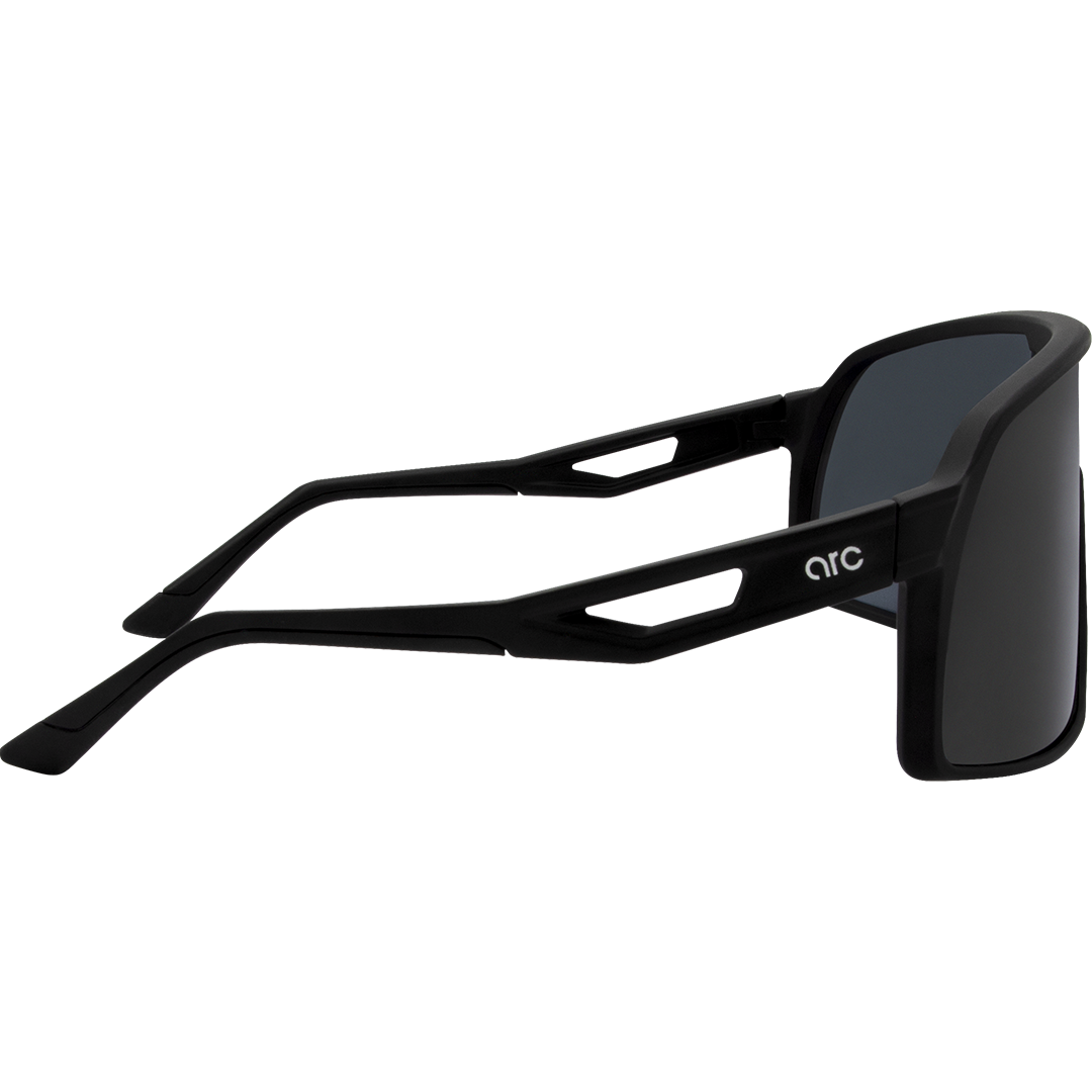 Aether Polarised Shield Sports Sunglasses with Black Frame and Smoke Lens right view