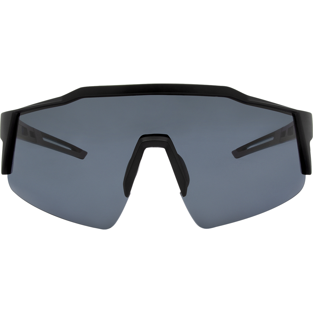 Apex Polarised Black Sports Sunglasses made of an oversized smoke shield