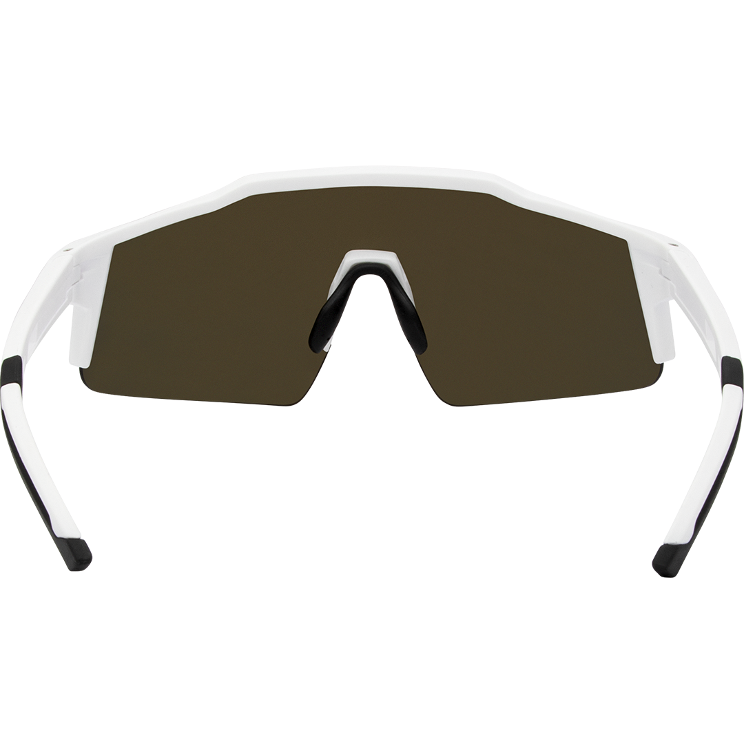Apex Polarised Shield Sports Sunglasses with White Frame and Red Mirrored Lens inside view