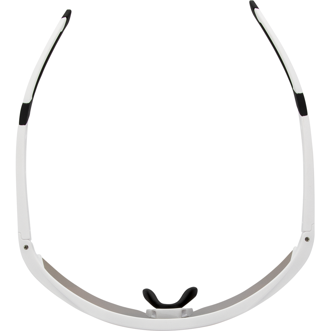 Apex Polarised Shield Sports Sunglasses with White Frame and Red Mirrored Lens top view
