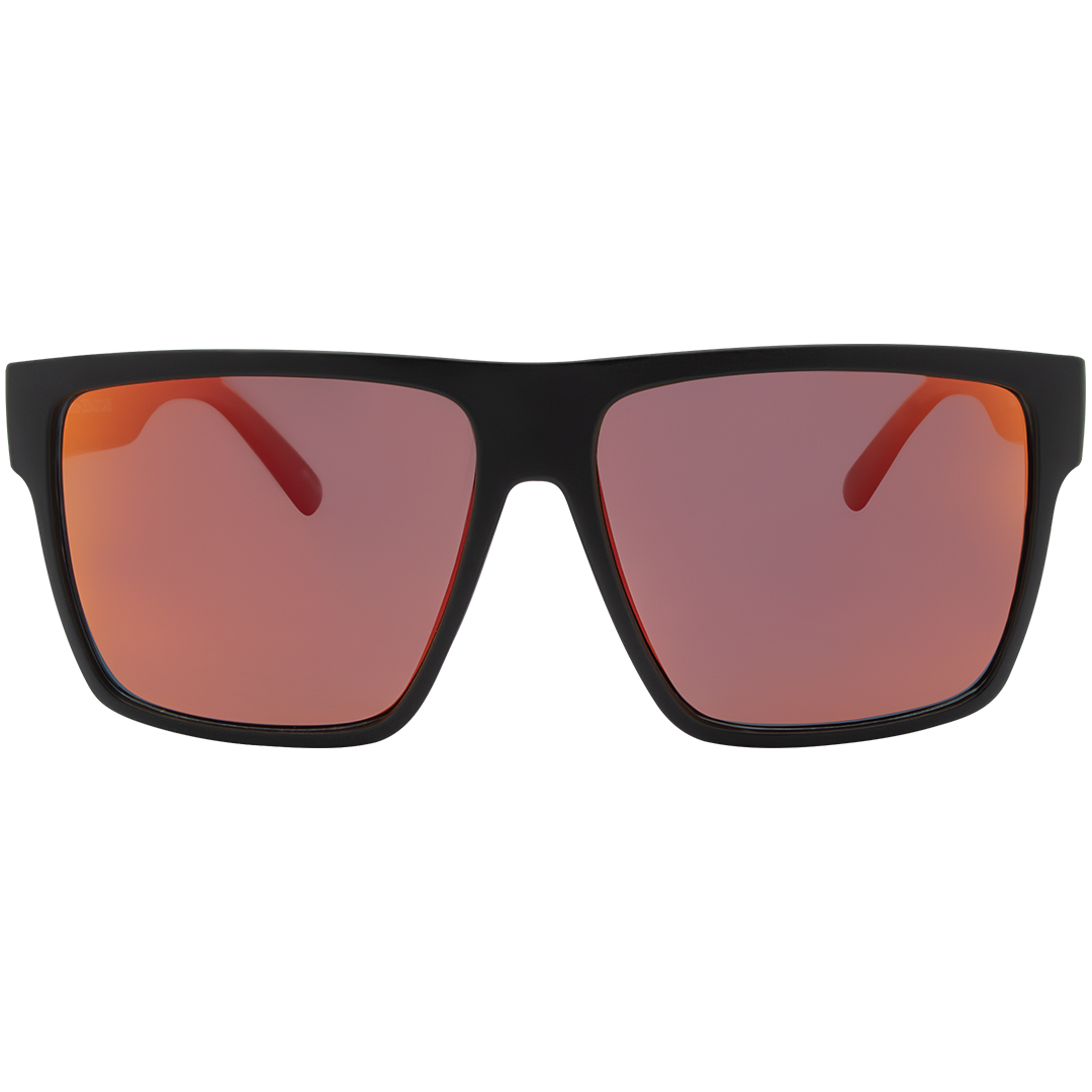 Front view ARC Venture sports sunglasses with polarised red lenses, lightweight square frame and anti-slip grip for running and outdoor adventures