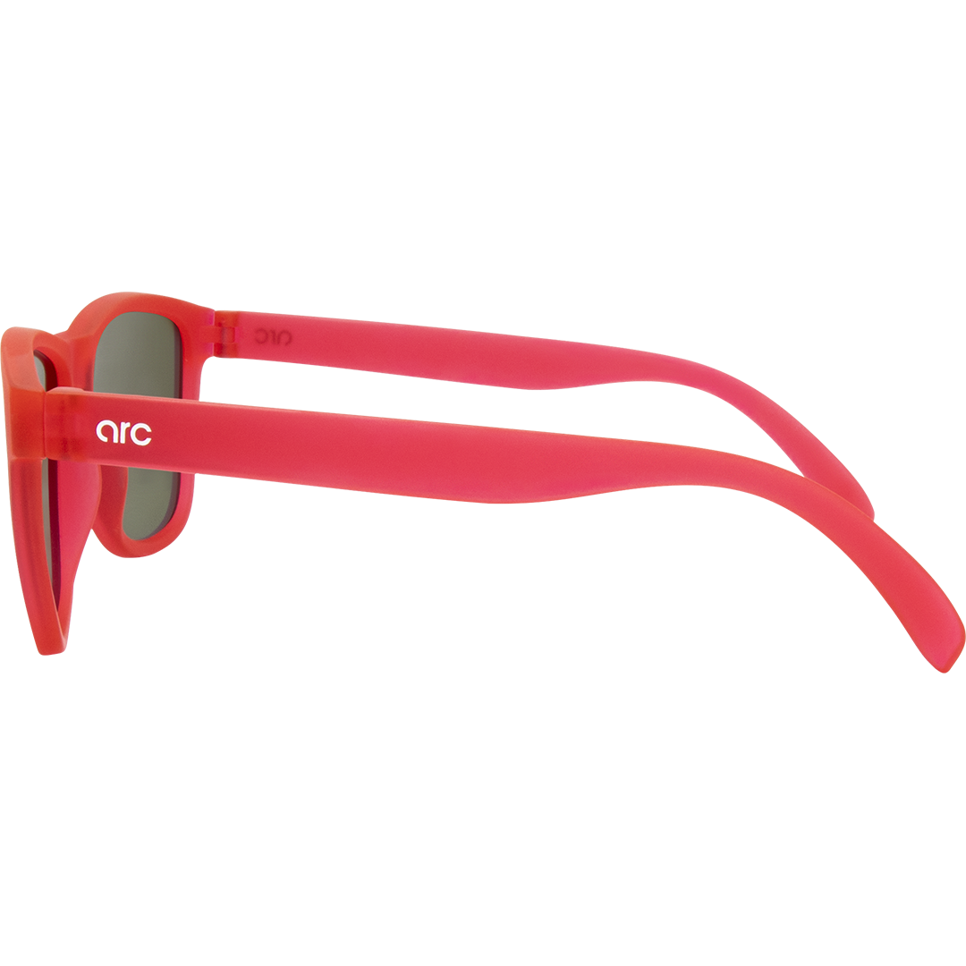 Gritty Polarised Wayfarer Mirrored Sunglasses with Pink Frame and Green Lens left view