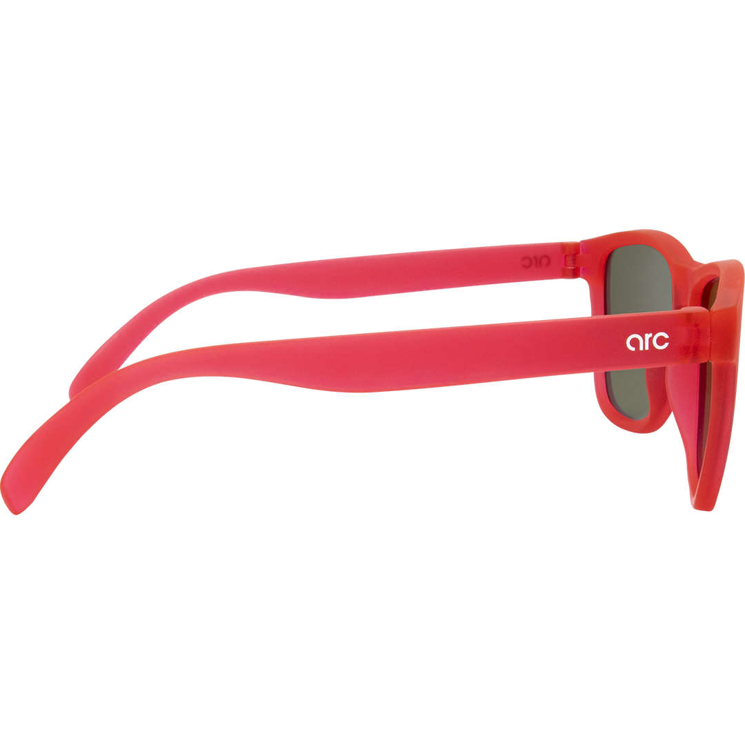 Gritty Polarised Wayfarer Mirrored Sunglasses with Pink Frame and Green Lens right view