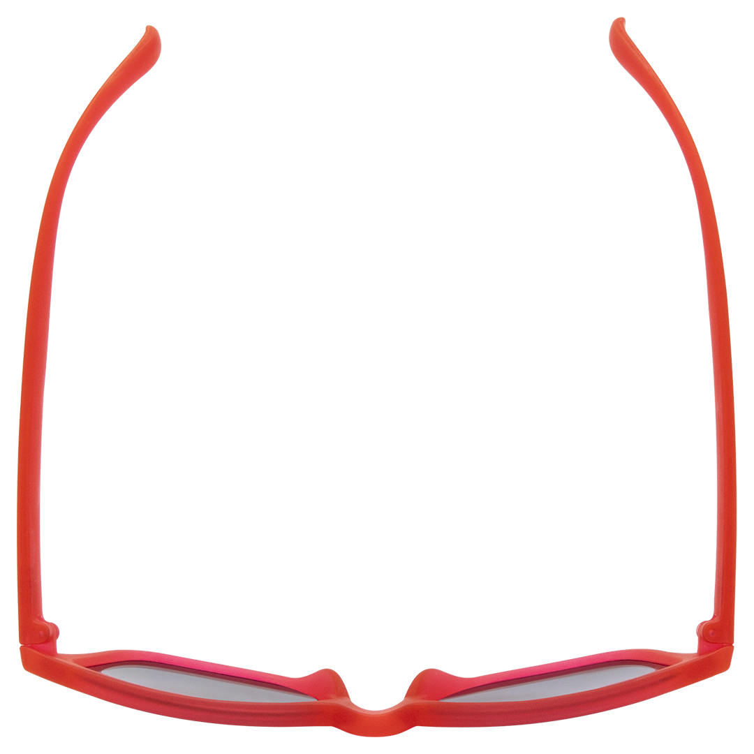 Gritty Polarised Wayfarer Mirrored Sunglasses with Pink Frame and Green Lens top view