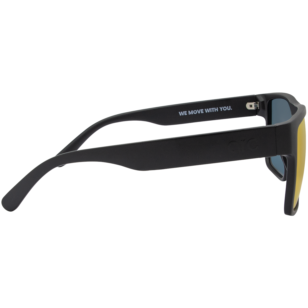 Side profile of ARC Venture sports sunglasses with polarised red lenses, lightweight square frame and anti-slip grip for running and outdoor adventures
