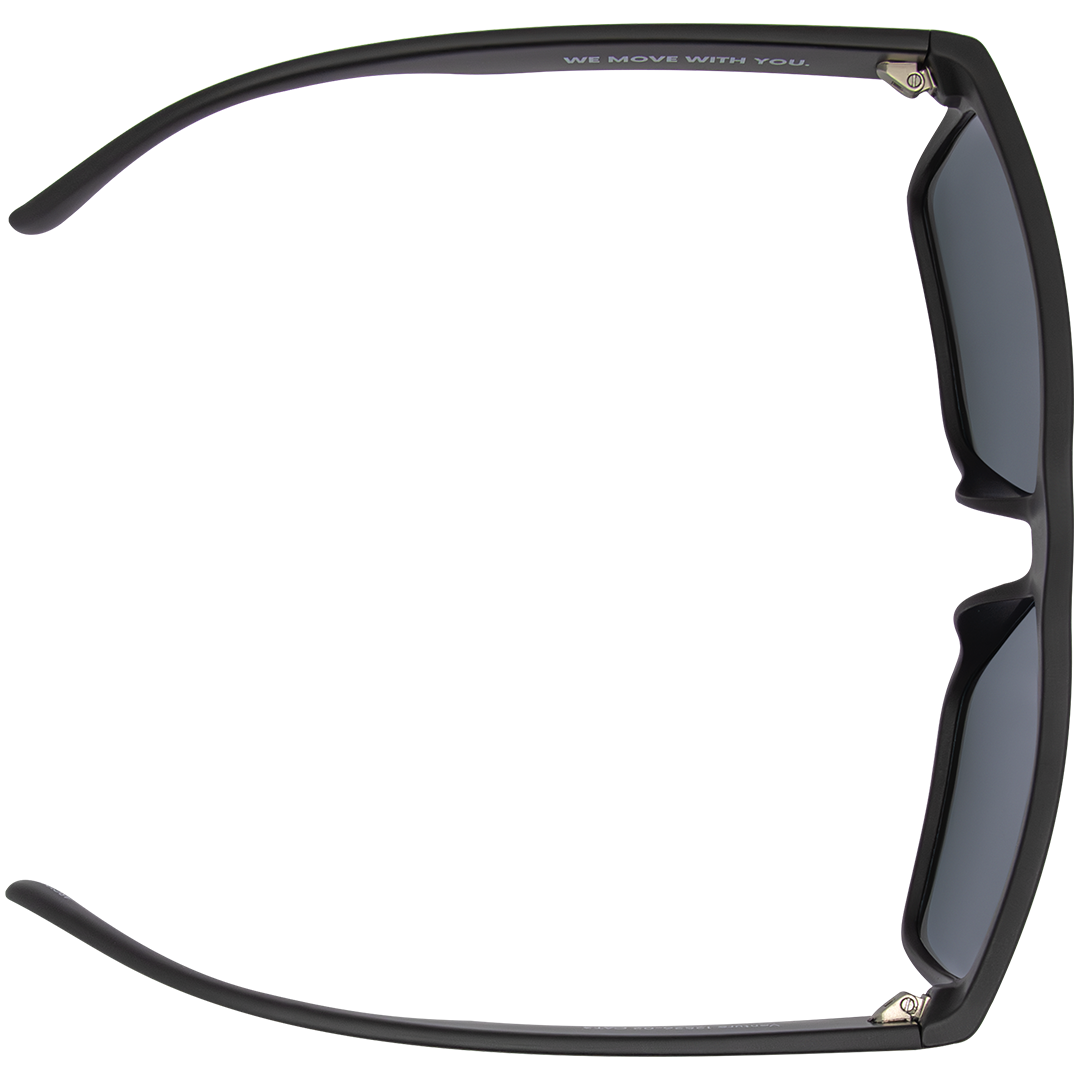 Top angle of ARC Venture sports sunglasses with polarised red lenses, lightweight square frame and anti-slip grip for running and outdoor adventures